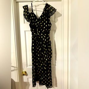 Bloomchic Asymmetrical Shoulder Glitter Dot Tulip Skirt MIDI Dress size 12 NWT